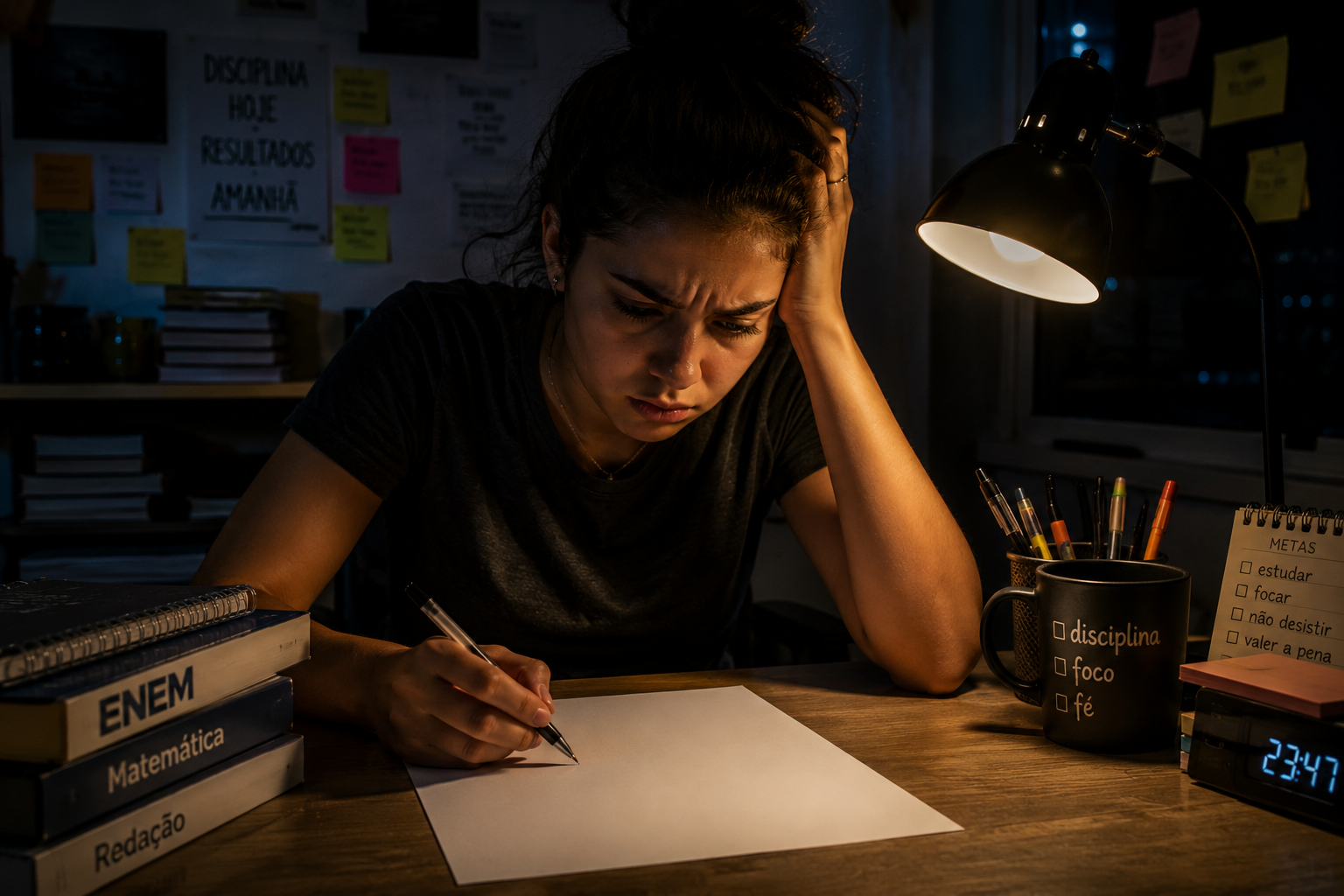 Estudante com dificuldade na redação
